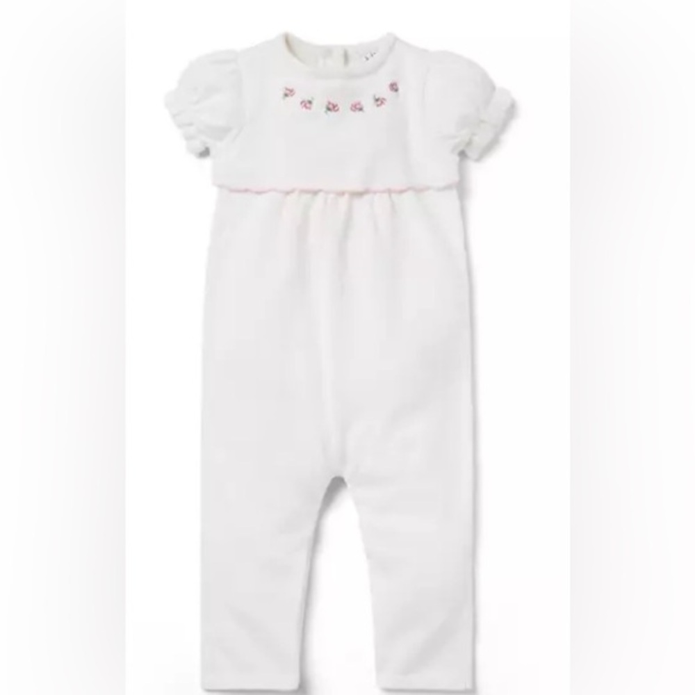 Janie and Jack White Knit Rose Romper - 100% Combed Cotton - 3-6‎ Months